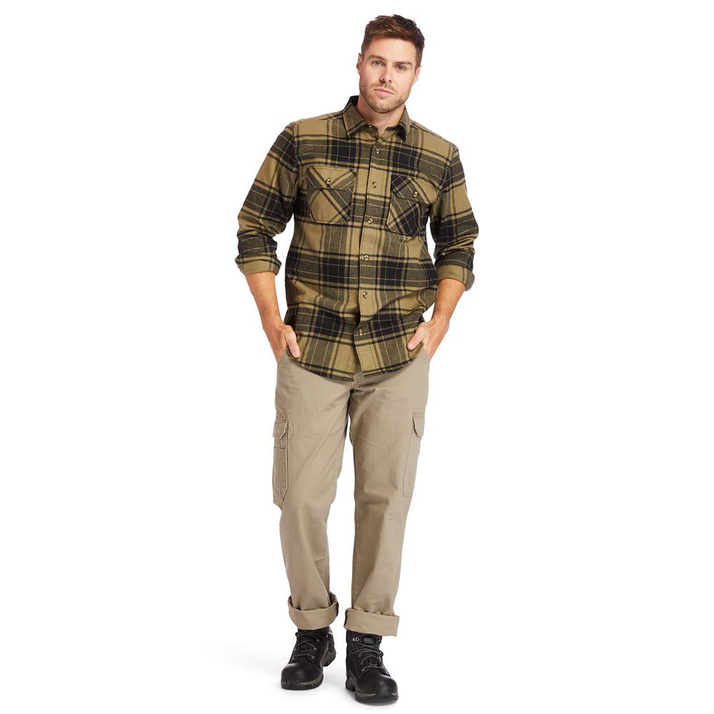 Timberland Πουκαμισα Ανδρικα Ελιά - Pro® Woodfort Heavyweight Flannel Work - Greece 7642581-YR